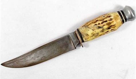 Solingen Germany Bone Handle Knife Vintage Gutmann Hunting With Leather Sheath