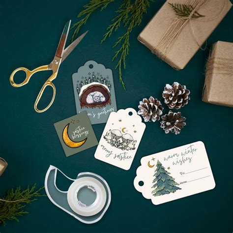 Solstice Gift Tags Rectangle Printable