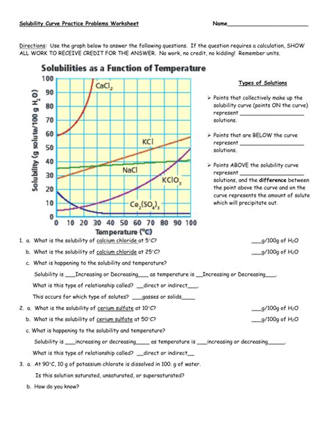 Solubility Curve Practice Problems Worksheet 1 Answers
