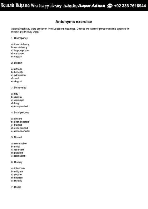 solution antonym Solution: antonyms exercise 1
