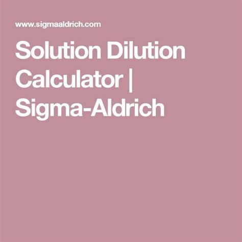 Solution Dilution Calculator Sigma