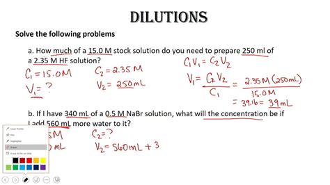 Solution Dilution Practice Problems