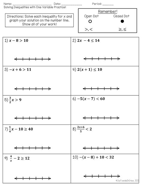 Solving Two Step Inequalities Worksheet