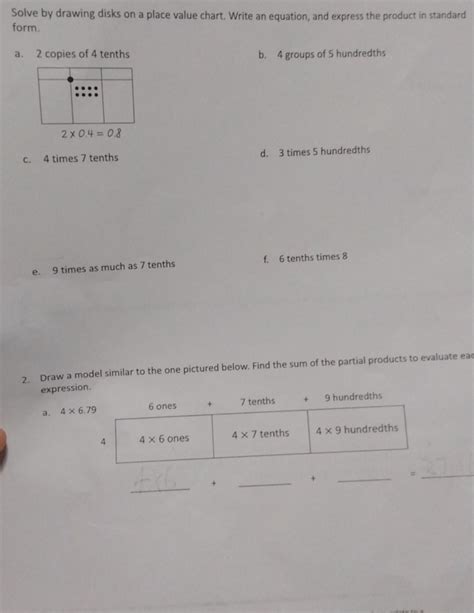 solve by drawing disks on a place value chart write an equation