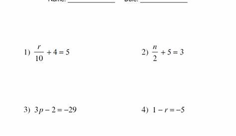 Solving Equations Practice Worksheet