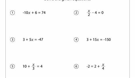 Solving One Step And Two Step Equations Worksheet