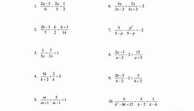 Solving Rational Equations Worksheet With Answers