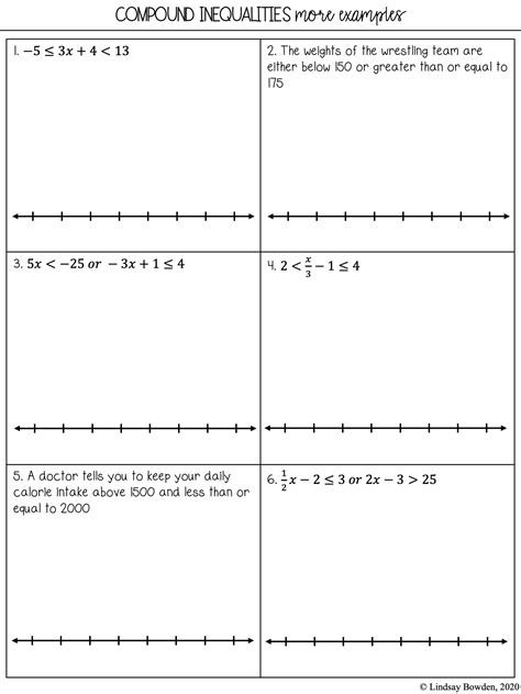 solving compound inequalities worksheet
