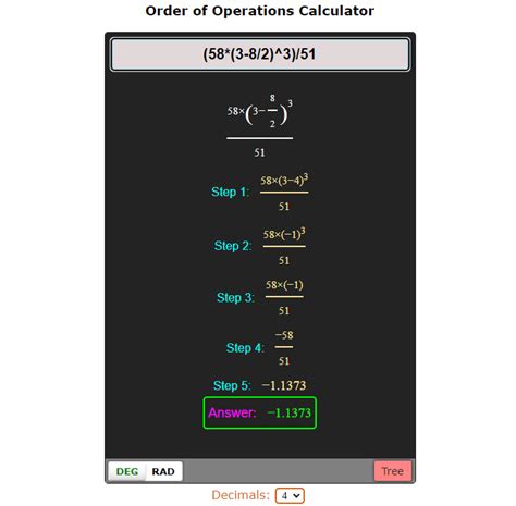 Solving Order Of Operations Calculator