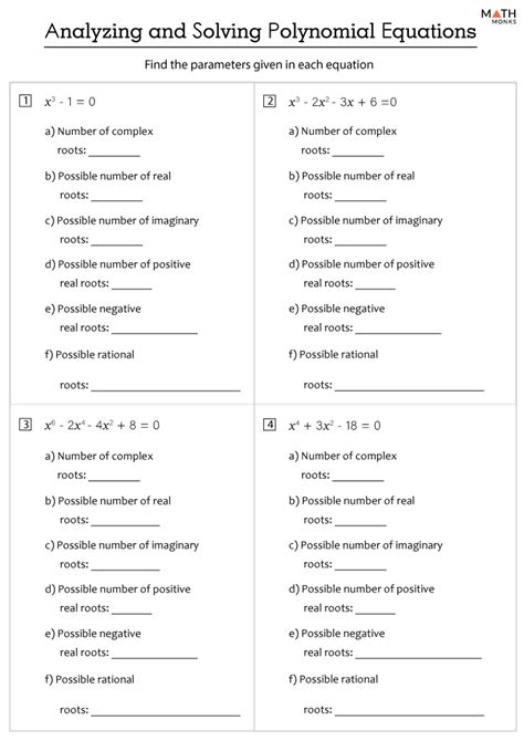 solving polynomial equations by factoring worksheet