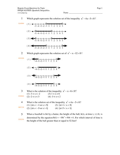 solving quadratic inequalities worksheet kuta
