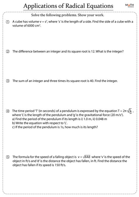 Solving Radical Equations Worksheet Math 154B