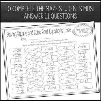 solving square and cube root equations worksheet