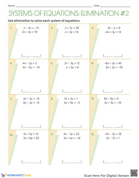Solving Systems With Elimination Printable