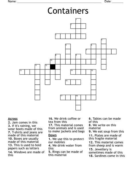 Some Decorative Containers Crossword