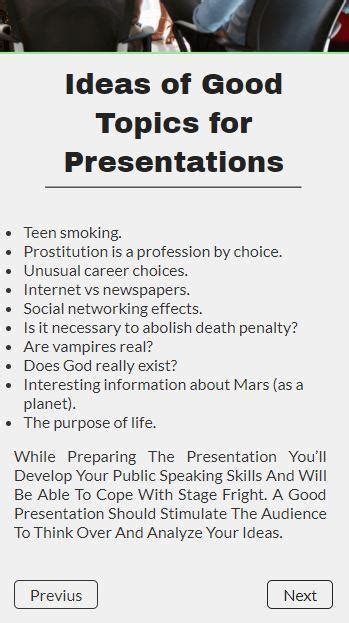 some good topics for presentation