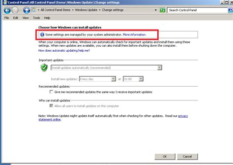 some settings are managed by system admin