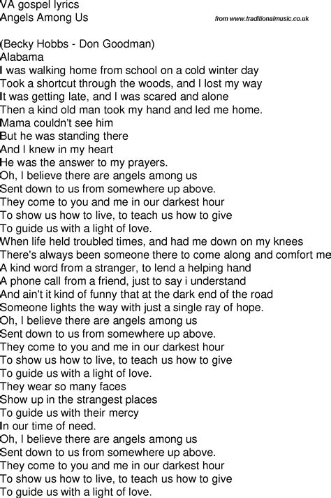 song angels among us lyrics