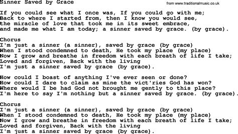 song lyrics i'm just a sinner saved by grace