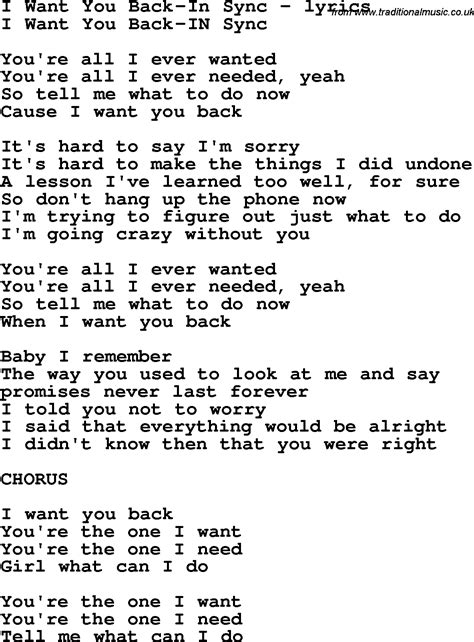 song lyrics i want you back