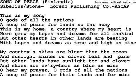 song of peace finlandia mary travers