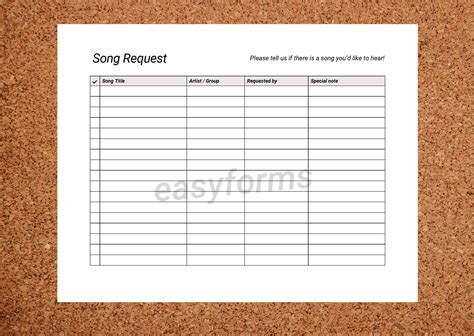 Song Request List Template