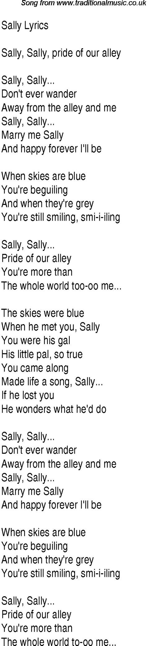 songs with sally in the lyrics