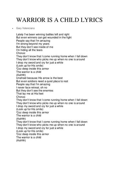 songs with warrior in the lyrics