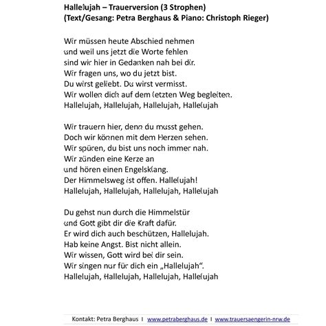songtext hallelujah auf deutsch
