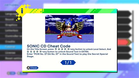 sonic cd cheat code