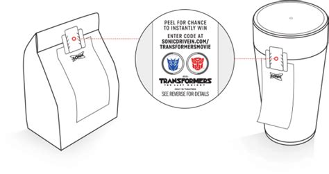 sonic drive in transformers movie code