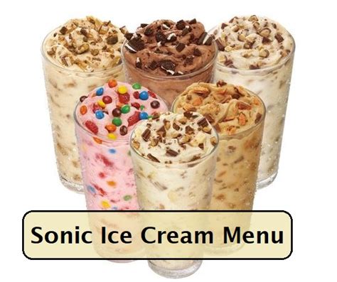 sonic ice cream menu 2023