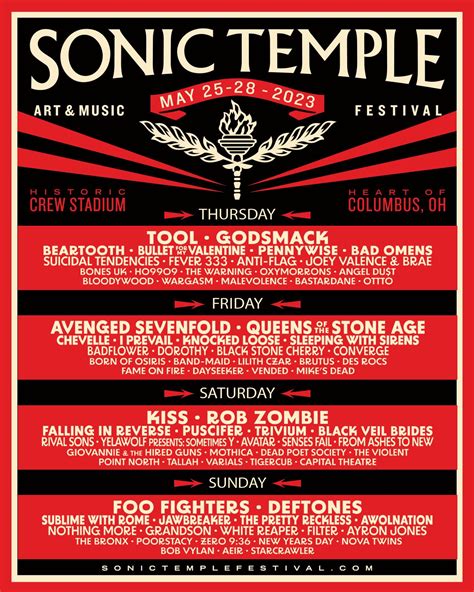 sonic temple music festival lineup