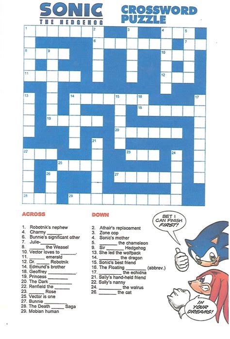 sonic the hedgehog maker crossword