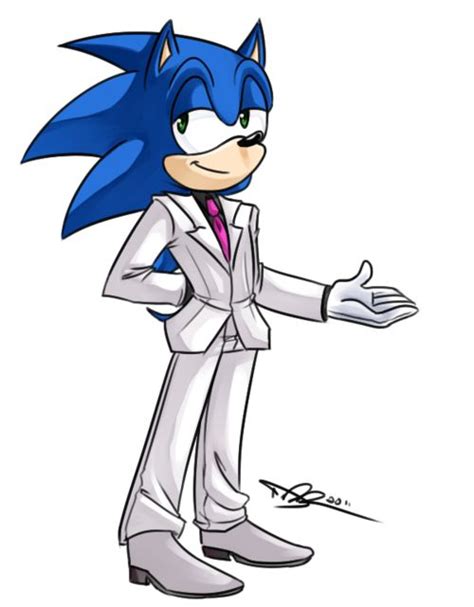 sonic wearing a suit