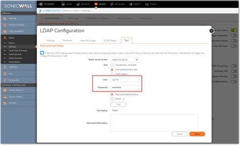 How to configure LDAP User Authentication ? SonicWall
