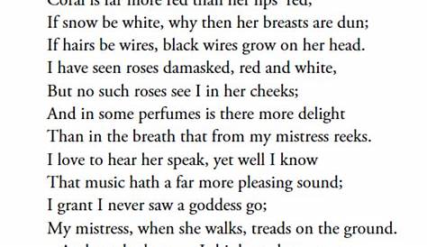 Sonnet 130 Shakespeare "I Love To Hear Her Speak, Yet Well I Know..."