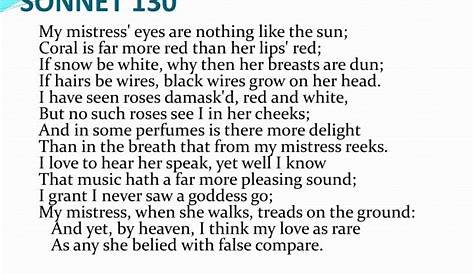 Sonnet 130 Translation To Modern English 33 Shakespeare Worksheet Pdf Worksheet Source 2021