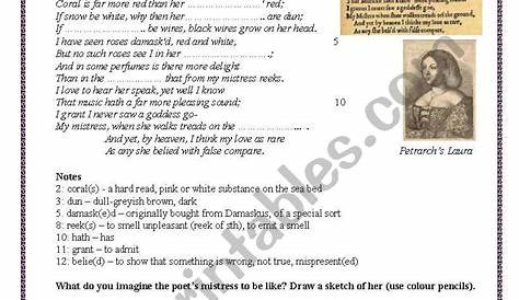 Sonnet 130 Worksheet Answers Why Read Shakespeare Robert Elli's Reading