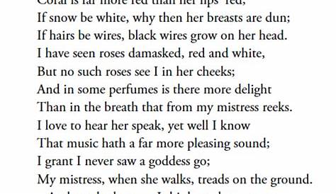 Sonnet 130 William Shakespeare ("My Mistress' Eyes Are