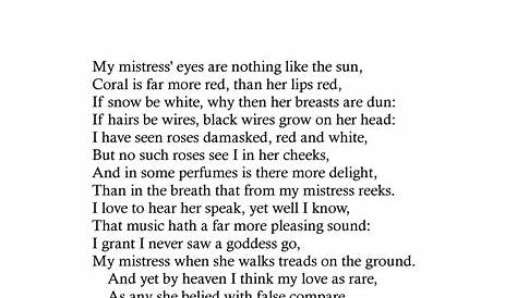 Sonnet No 130 By Shakespeare William //Handwritten Calligraphy