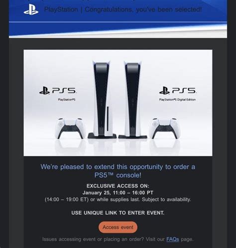 sony direct ps5 email invite