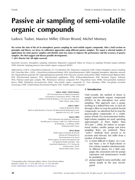 Sorbent-Based Sampling Methods For Volatile And Semi-Volatile Organic Compounds In Air