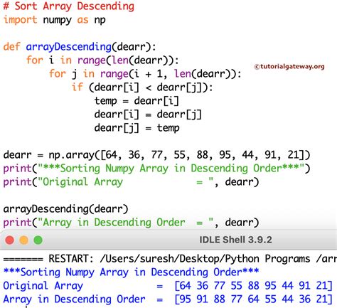sort array in python descending