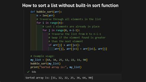 sort array in python without function