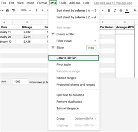 sort data validation list google sheets