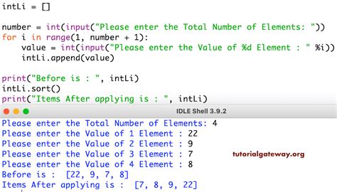 sort function of list in python