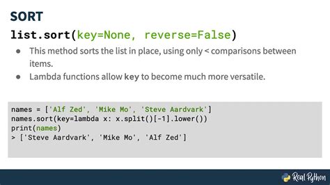 sort function syntax in python