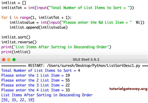 sort list in descending order python