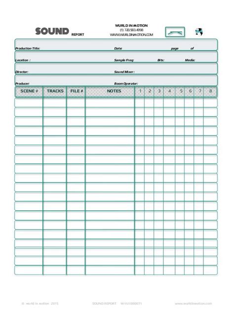 sound report template excel